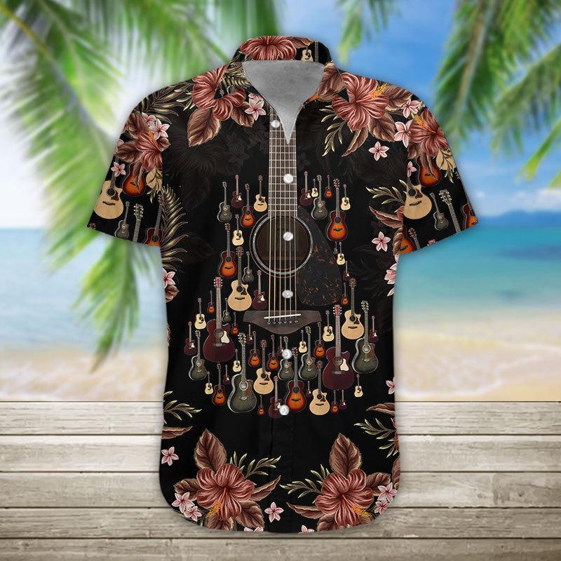 Gearhumans 3D Acoustic Guitar Hawaii Shirt ZG-HW07082004 Short Sleeve Shirt