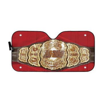 Gearhumans 3D AEW World Heavyweight Championship Belt Custom Auto Car Sunshade