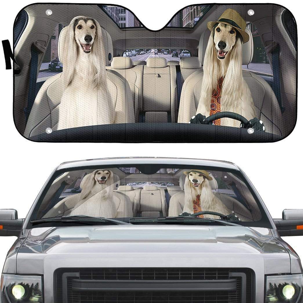 gearhumans 3D Afghan Hound Dog Custom Car Auto Sunshade GW270720 Auto Sunshade 
