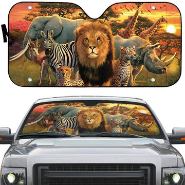 Gearhumans 3D African Animals Custom Auto Car Sunshade