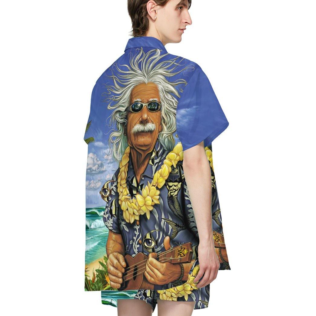 Gearhumans 3D Albert Einstein Chilling On The Beach Custom Hawaii Shirt GO30062113 Hawai Shirt 