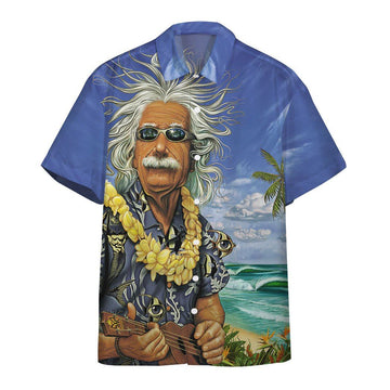 Gearhumans 3D Albert Einstein Chilling On The Beach Custom Hawaii Shirt GO30062113 Hawai Shirt Hawai Shirt S 