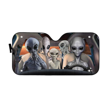 Gearhumans 3D Alien Family Custom Car Auto Sunshade