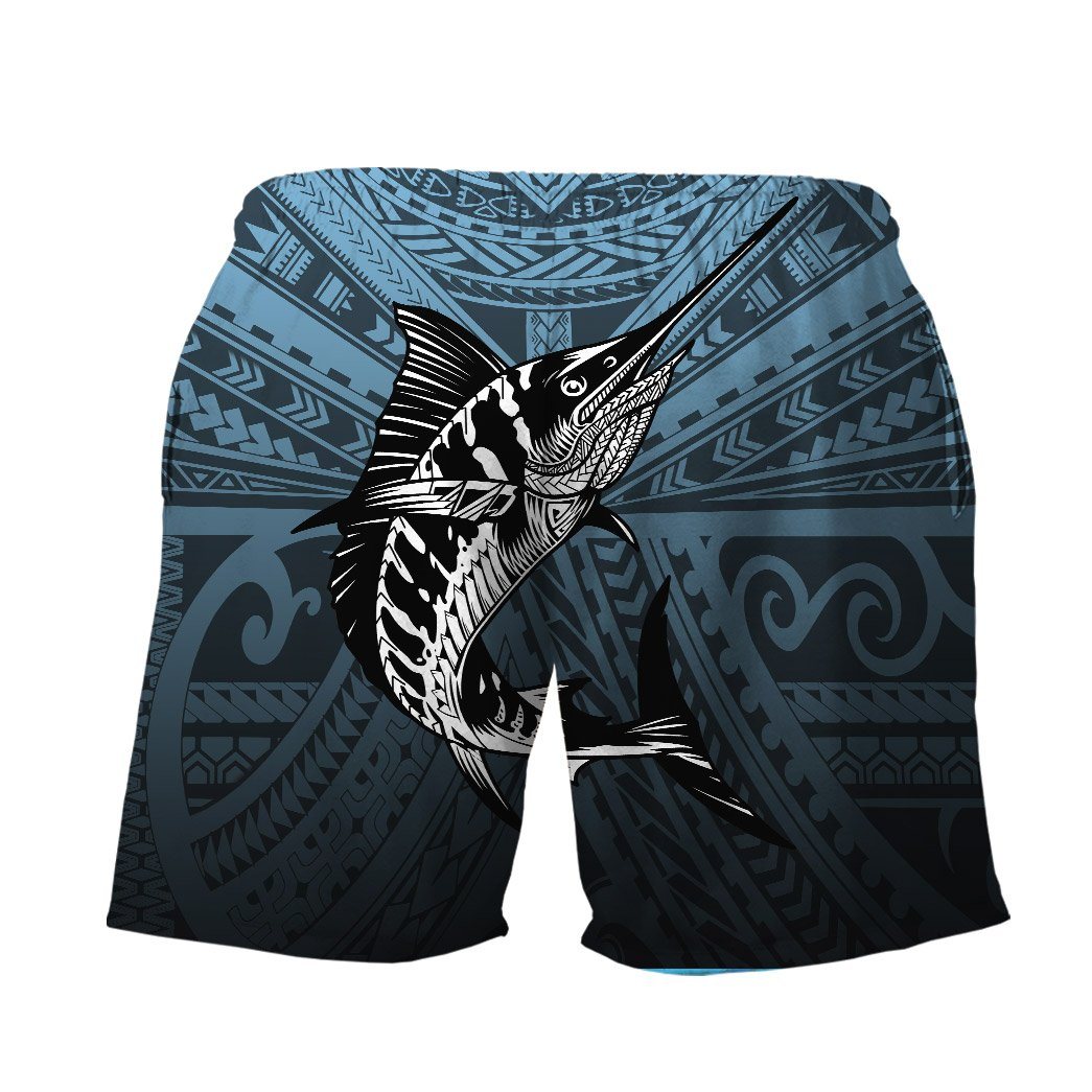 Gearhumans 3D Amazing Polynesian Go Fishing Marlin Custom Beach Short GS0507212 Men Shorts 