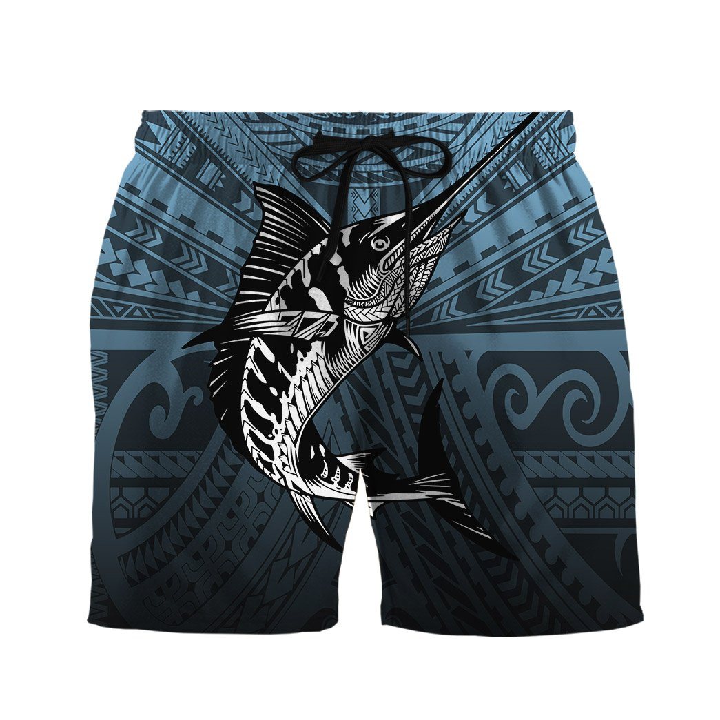 Gearhumans 3D Amazing Polynesian Go Fishing Marlin Custom Beach Short GS0507212 Men Shorts Men Shorts S 