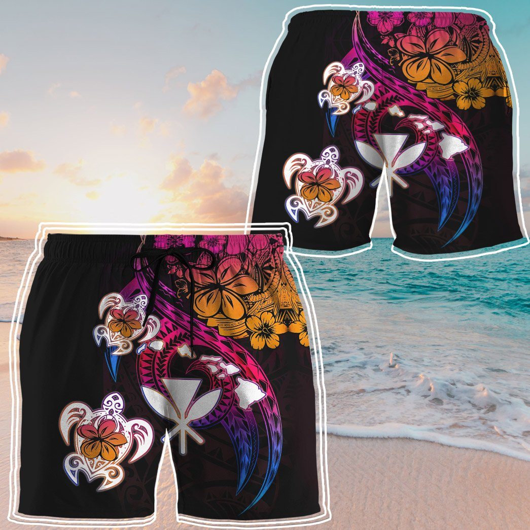 Gearhumans 3D Amazing Polynesian Hawaii Frangipani Flower Custom Beach Shorts Swim Trunk GS23062120 Men Shorts 
