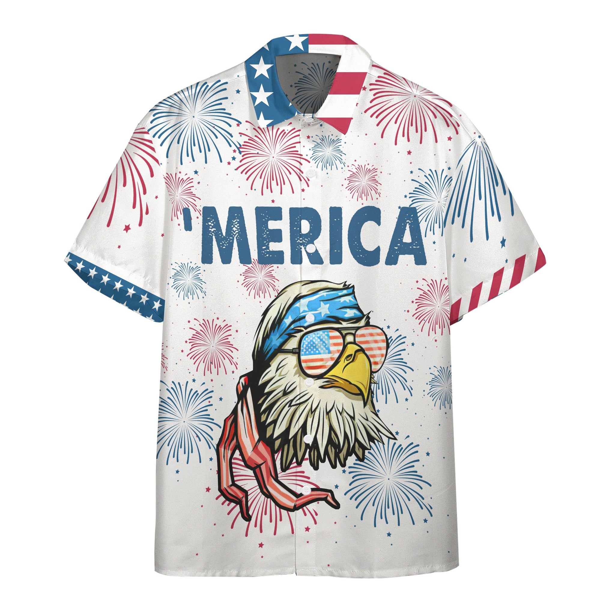 Gearhumans 3D America Independence Day Bald Eagle Custom Short Sleeve Shirt GW2306215 Hawai Shirt Hawai Shirt S 