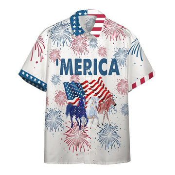 Gearhumans 3D America Independence Day Horses Custom Short Sleeve Shirt