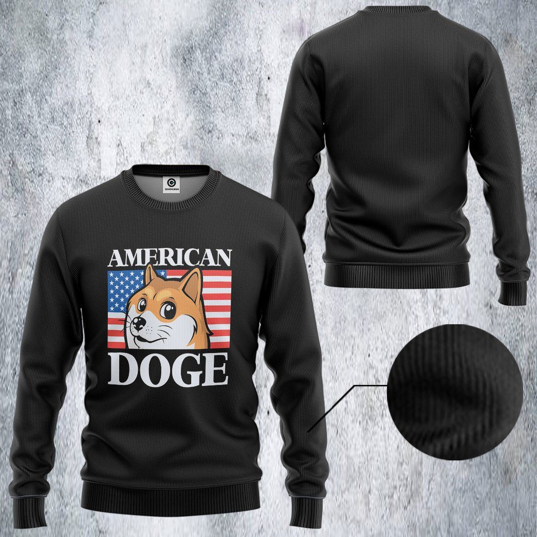 Gearhumans 3D American Doge Custom Tshirt Hoodie Apparel GO24052108 3D Apparel 