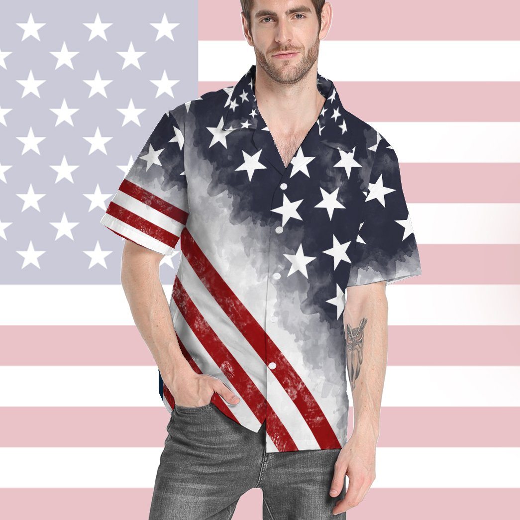 Gearhumans 3D American Flag Custom Short Sleeve Shirt GW2005213 Hawai Shirt 