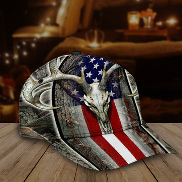 Gearhumans 3D American Flag Deer Hunting Camouflage Custom Cap