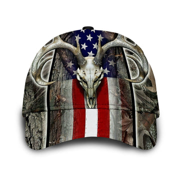 Gearhumans 3D American Flag Deer Hunting Camouflage Custom Cap