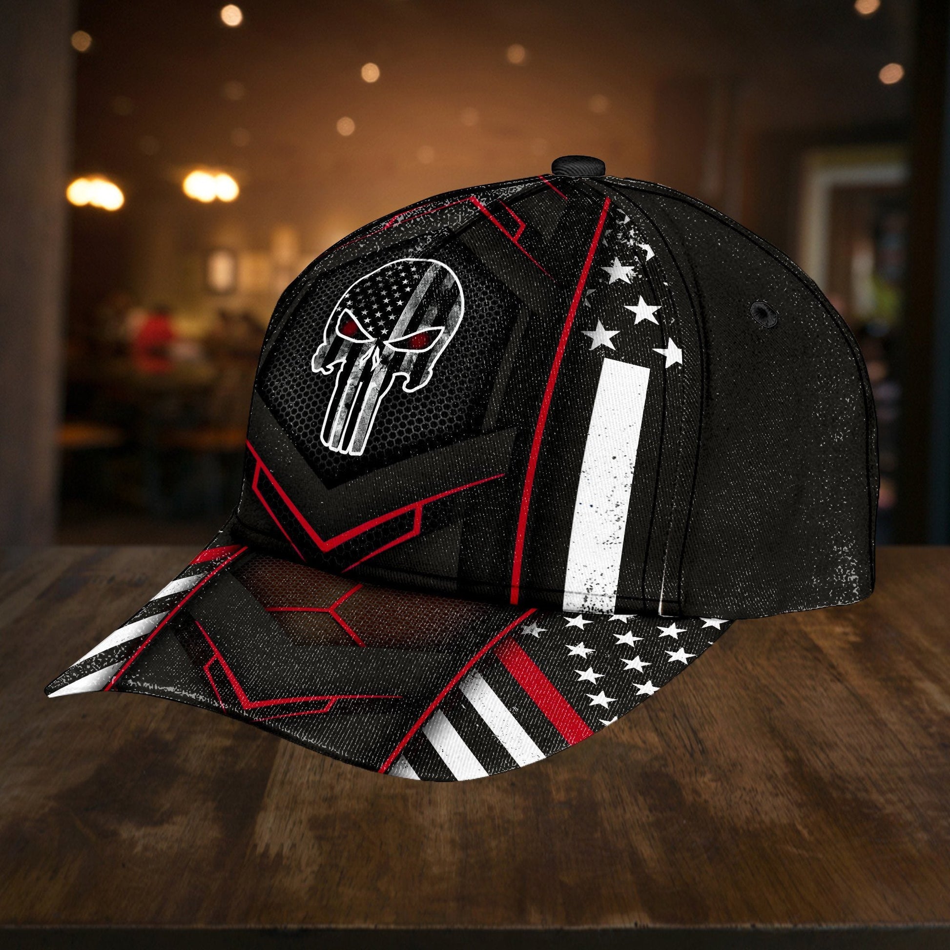 Gearhumans 3D American Flag SKull Custom Name Cap GW020416 Cap