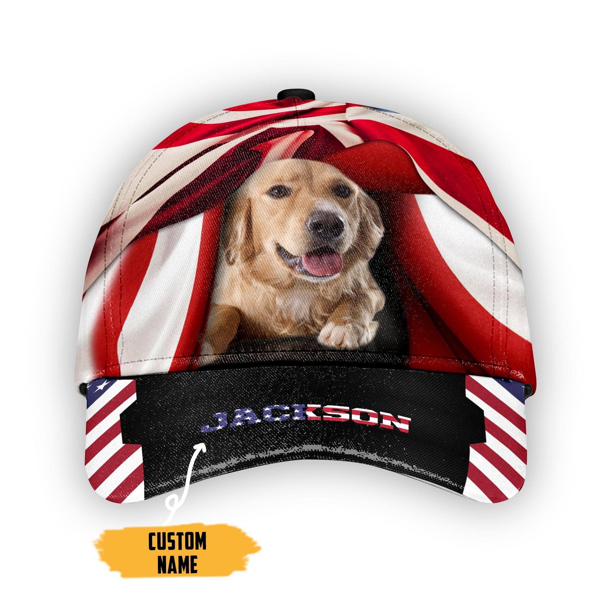 Gearhumans 3D American Golden Retriever Dog Custom Name Classic Cap GW050417 Cap Cap