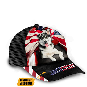 Gearhumans 3D American Husky Dog Custom Name Classic Cap