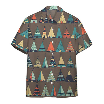 Gearhumans 3D American Native Tents Hawaii Shirt ZK17052110 Hawai Shirt Short Sleeve Shirt S 