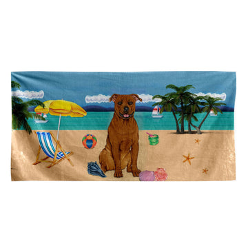 Gearhumans 3D American Pit Bull Terrier Dog Custom Beach Towel