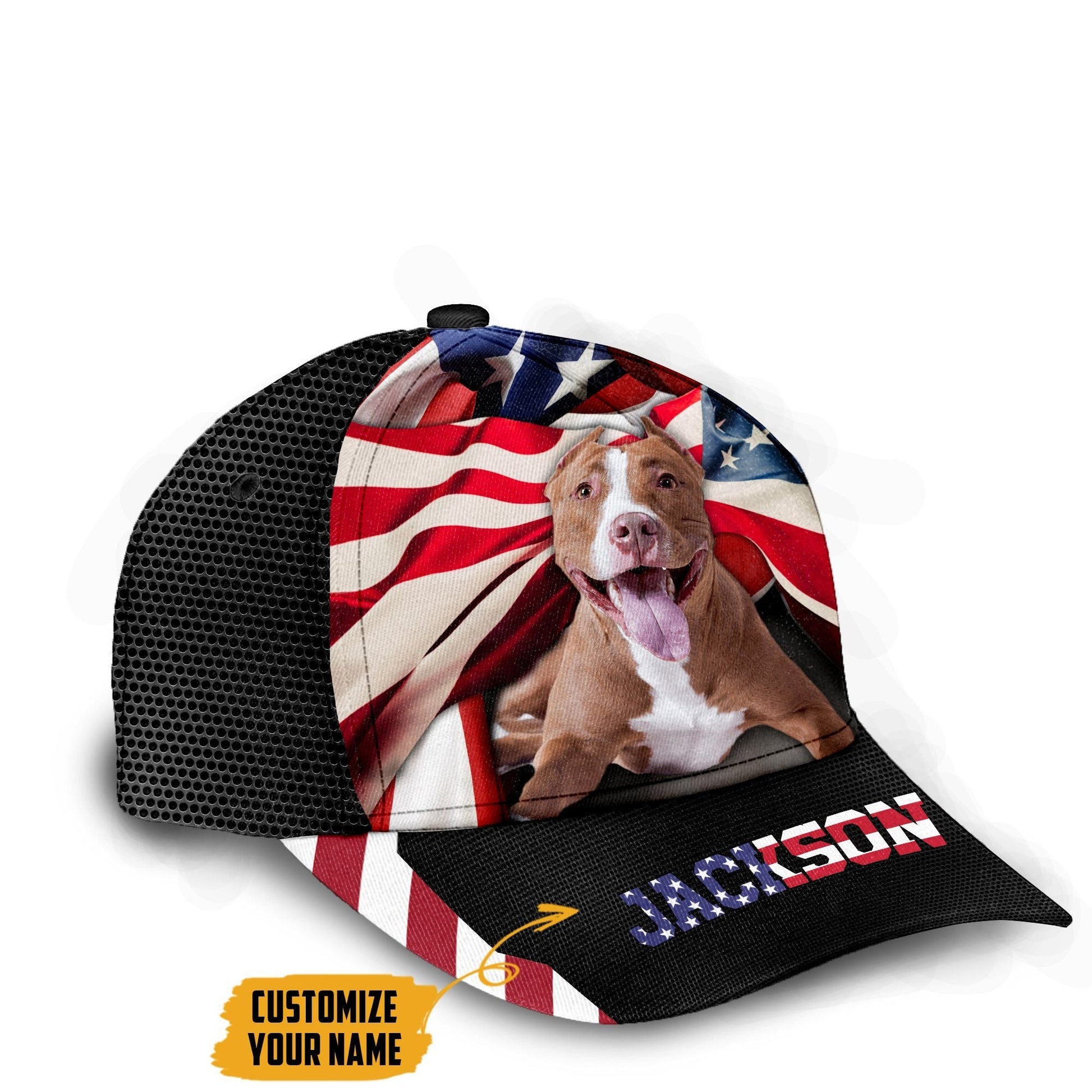 Gearhumans 3D American Pitbull Dog Custom Name Classic Cap GW050423 Cap