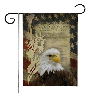 Gearhumans 3D Americana Patriotic Flag Statue of Liberty and Bald Eagle Custom Flag