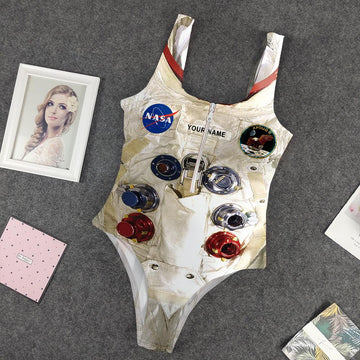 Gearhumans 3D Armstrong Spacesuit Custom Name One Piece Swimsuit