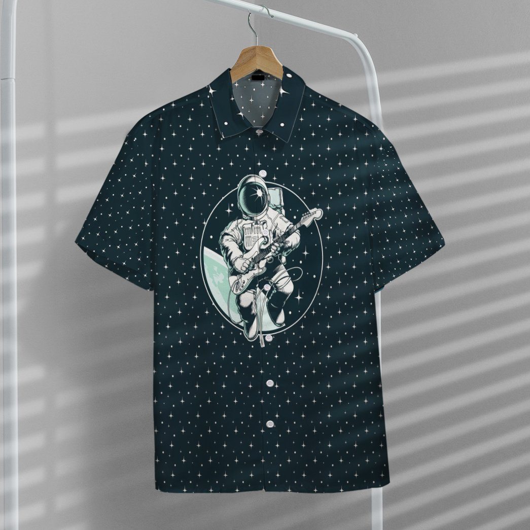 Gearhumans 3D Astronaut Playing Guitar Custom Hawaii Shirt GO18052121 Hawai Shirt 