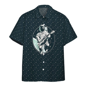 Gearhumans 3D Astronaut Playing Guitar Custom Hawaii Shirt GO18052121 Hawai Shirt Short Sleeve Shirt S 