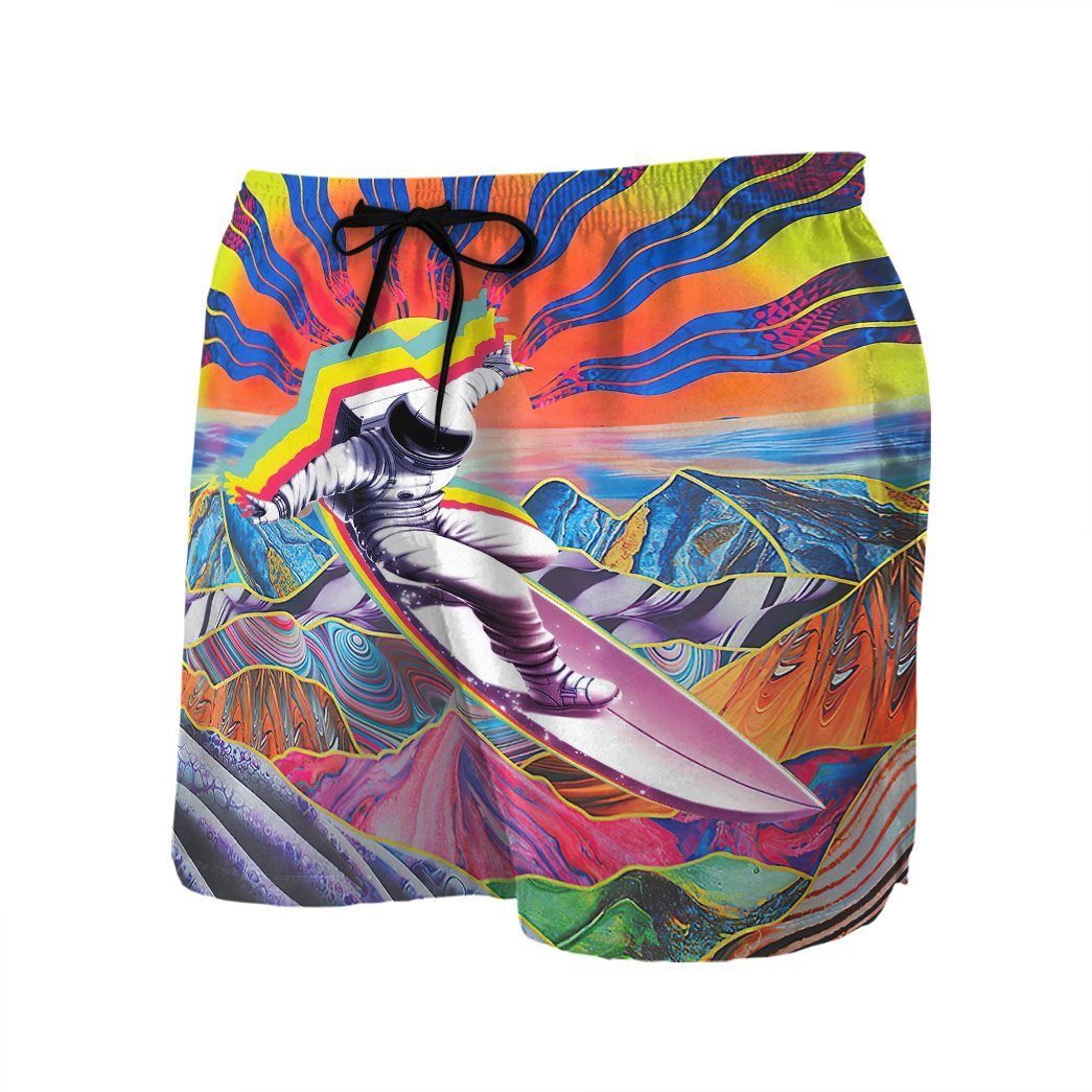 Gearhumans 3D Astronaut Surfing In Hippie Trippy Mountain Custom Short Sleeve Shirt GS2506215 Hawai Shirt 