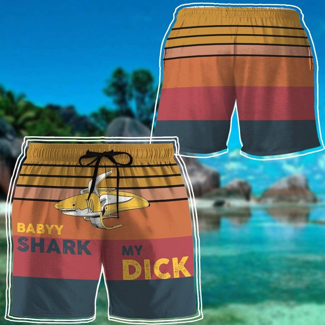 Gearhumans 3D Baby Shark My Dick Custom Beach Shorts Swim Trunks GN28073 Men Shorts