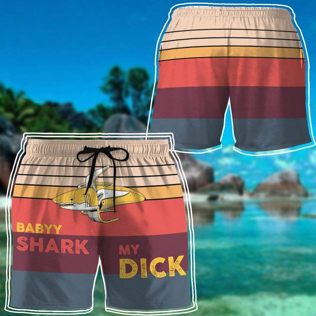 Gearhumans 3D Baby Shark My Dick Custom Beach Shorts Swim Trunks GN28074 Men Shorts