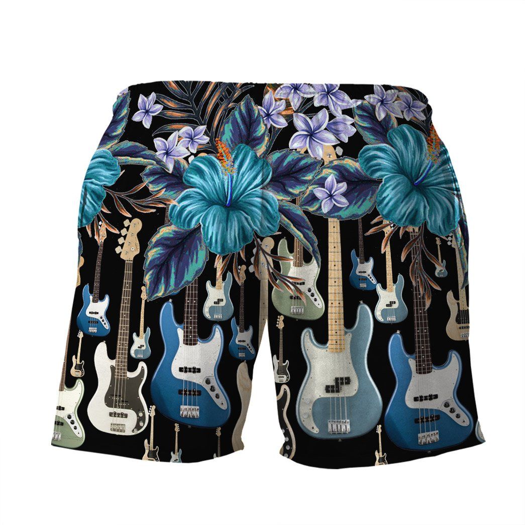 Gearhumans 3D Bass Guitar Hawaii Custom Beach Shorts Swim Trunks GS17052137 Men Shorts 