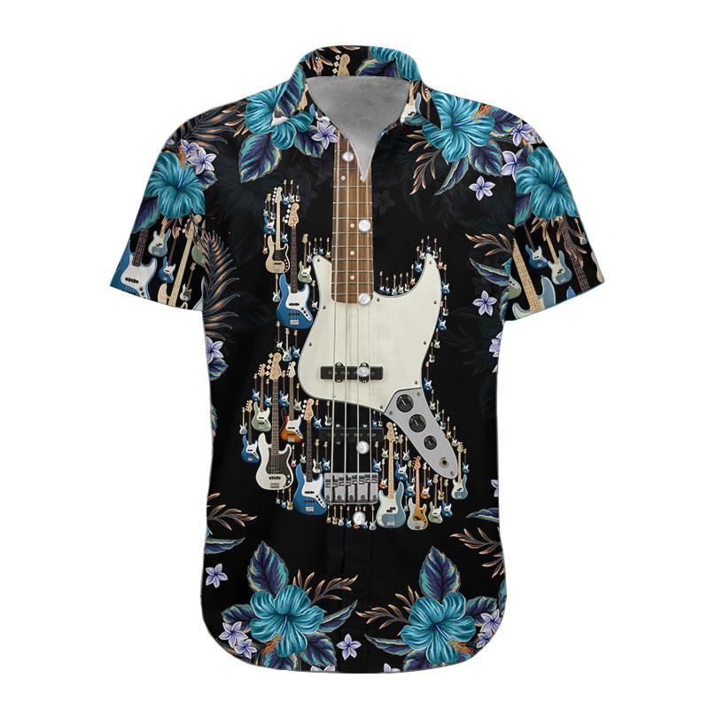 Gearhumans 3D Bass Guitar Hawaii Shirt ZG-HW13082004 Short Sleeve Shirt Hawaii Shirt / S
