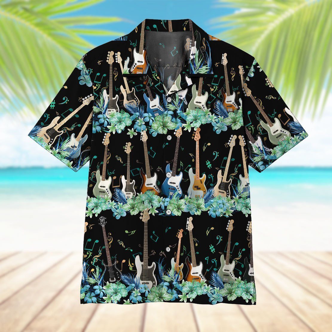 Gearhumans 3D Bass Guitar Hawaii Shirt ZZ13045 Hawai Shirt 