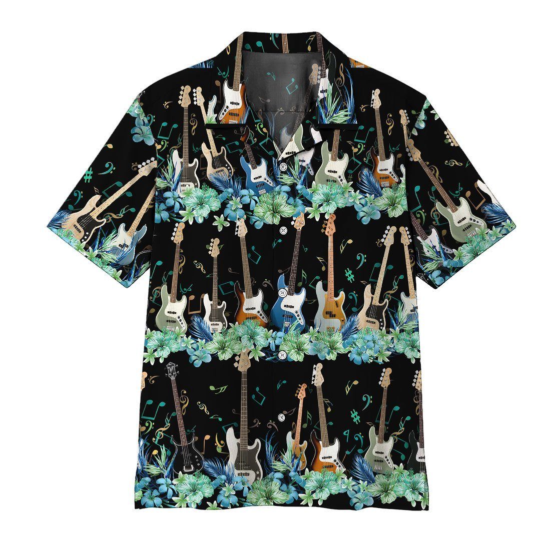Gearhumans 3D Bass Guitar Hawaii Shirt ZZ13045 Hawai Shirt Short Sleeve Shirt S 