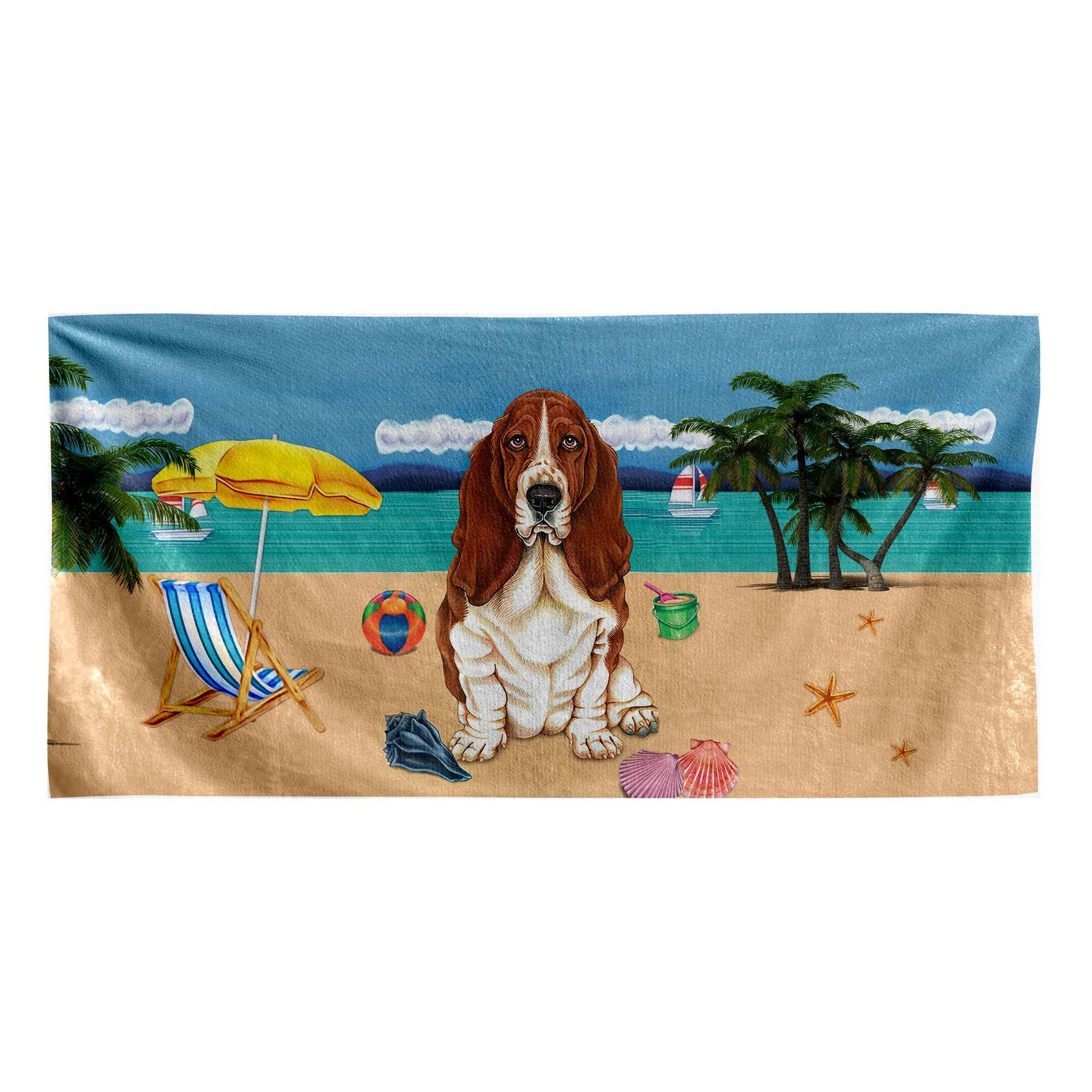 Gearhumans 3D Basset Hound Dog Custom Beach Towel GW1105217 Towel Towel 60''x30'' 