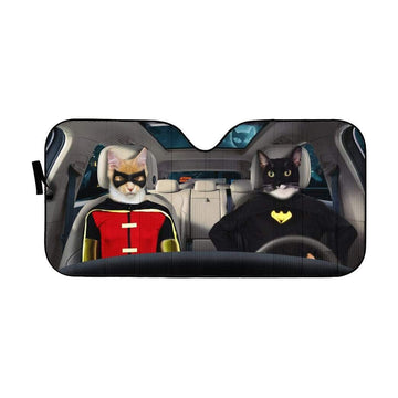 Gearhumans 3D Batman and Robin Custom Car Auto Sunshade