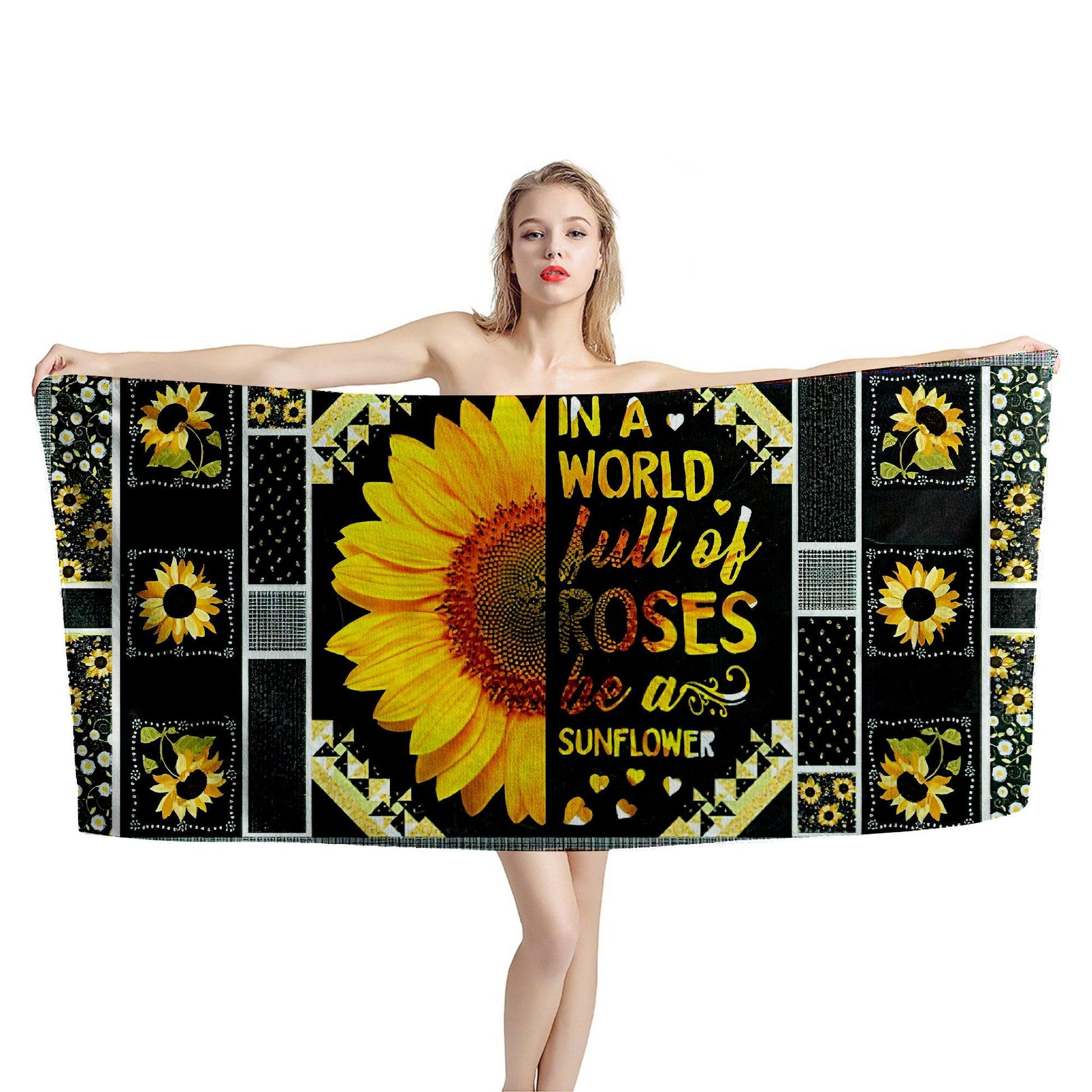 Gearhumans 3D Be A Sunflower Custom Beach Towel GW1105211 Towel 