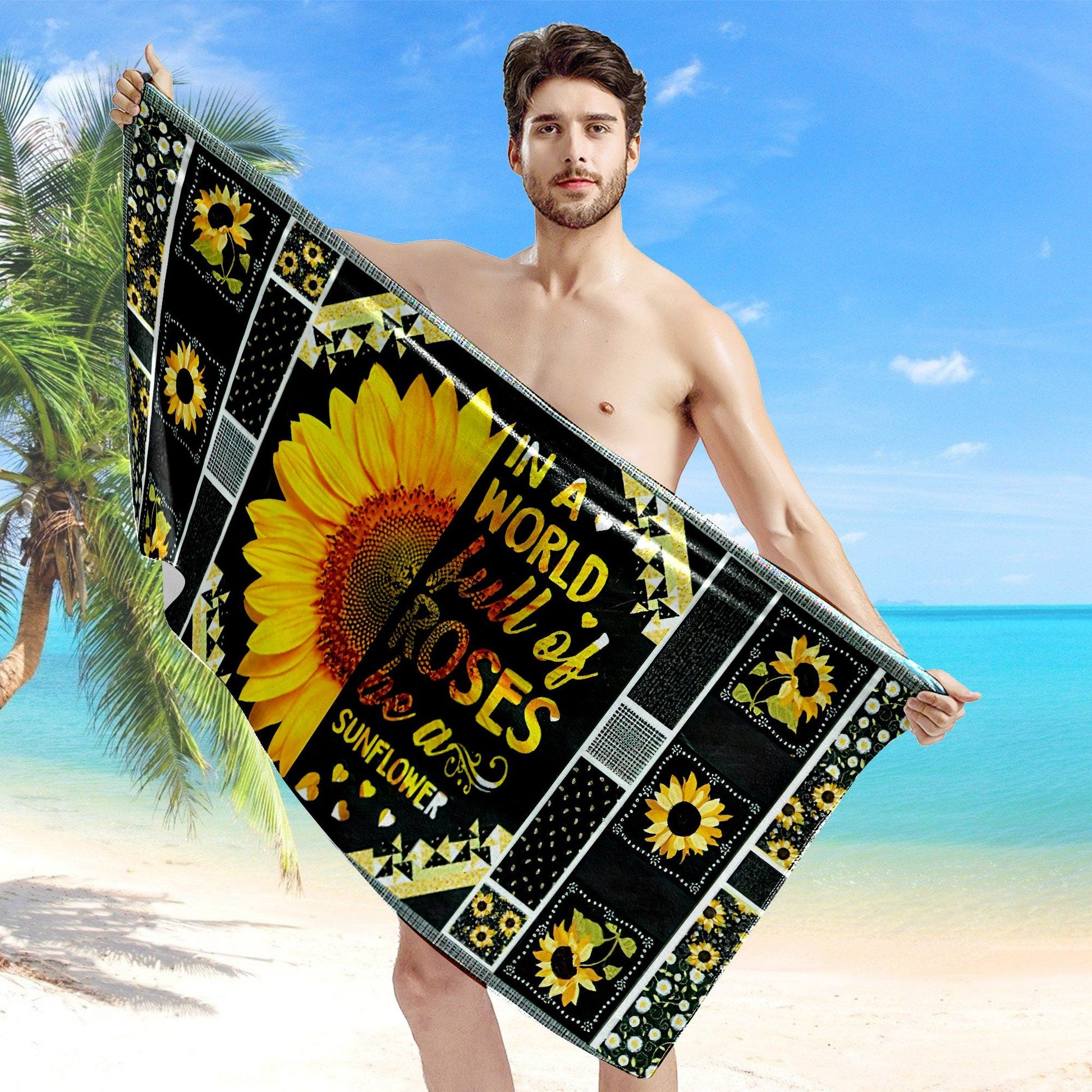 Gearhumans 3D Be A Sunflower Custom Beach Towel GW1105211 Towel 