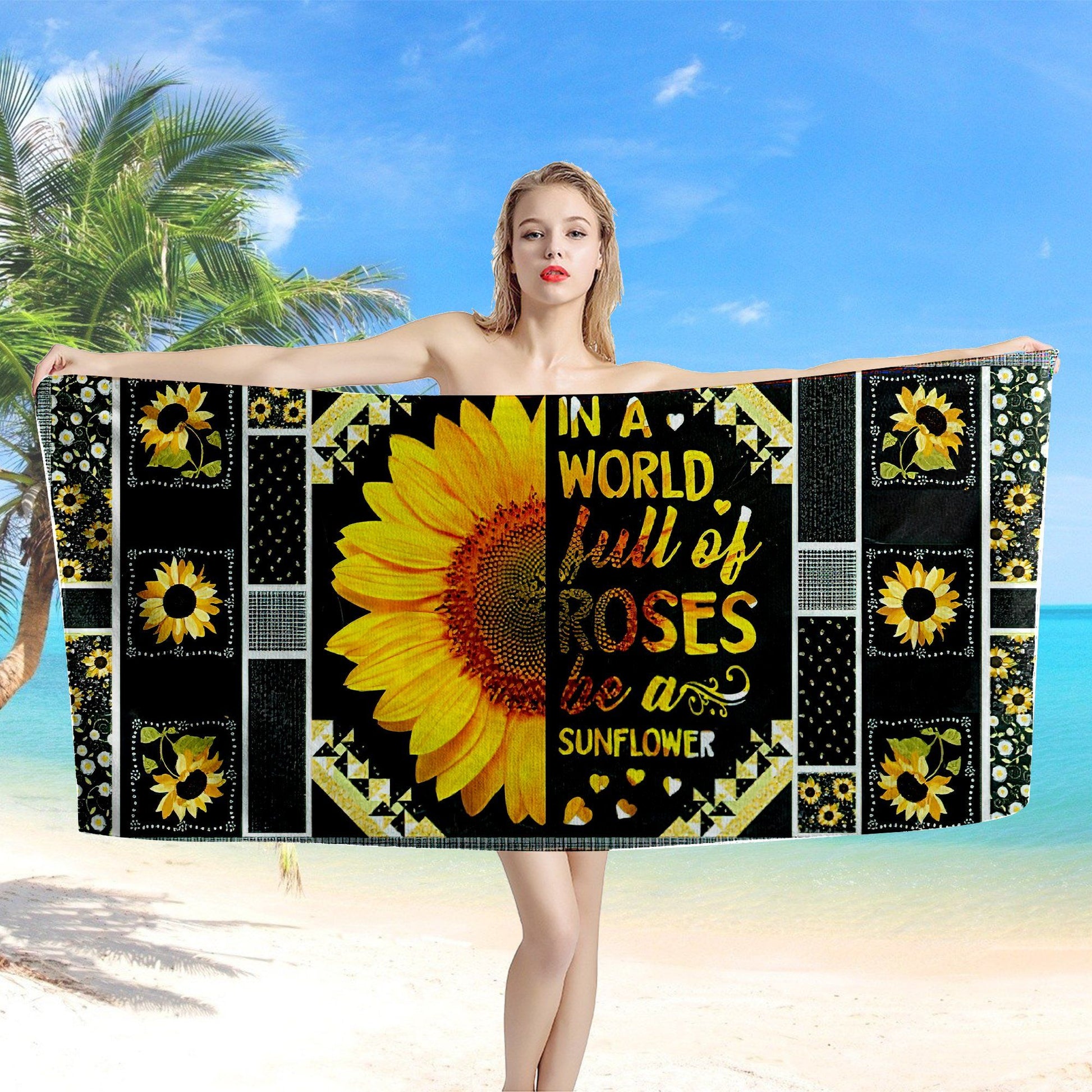 Gearhumans 3D Be A Sunflower Custom Beach Towel GW1105211 Towel 
