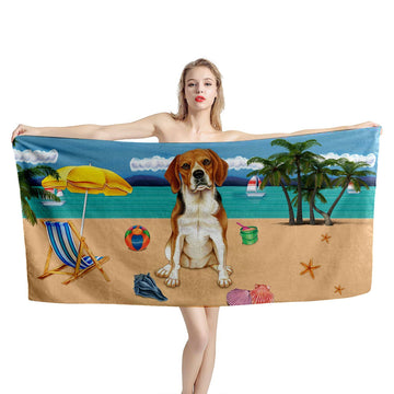 Gearhumans 3D Beagle Dog Custom Beach Towel