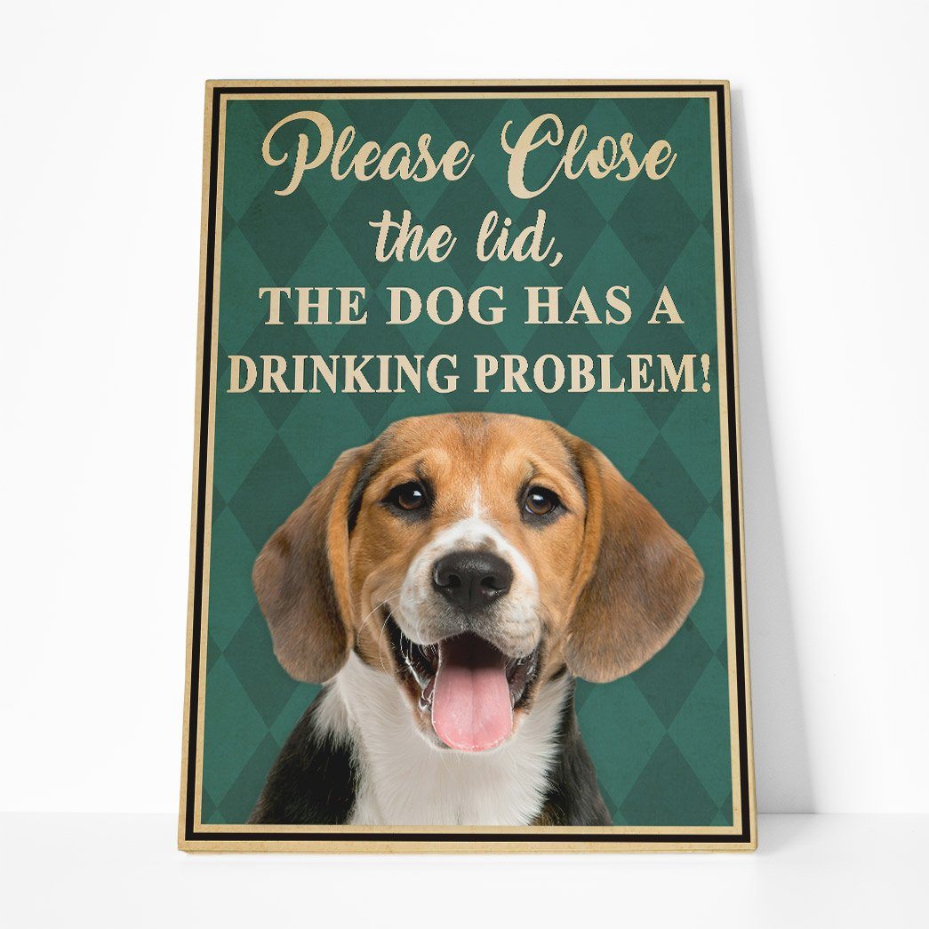 Gearhumans 3D Beagle Dog Please Close The Lid Custom Canvas GW050510 Canvas 1 Piece Non Frame M