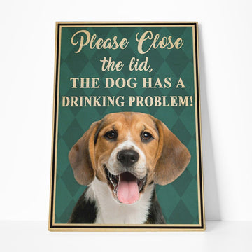 Gearhumans 3D Beagle Dog Please Close The Lid Custom Canvas