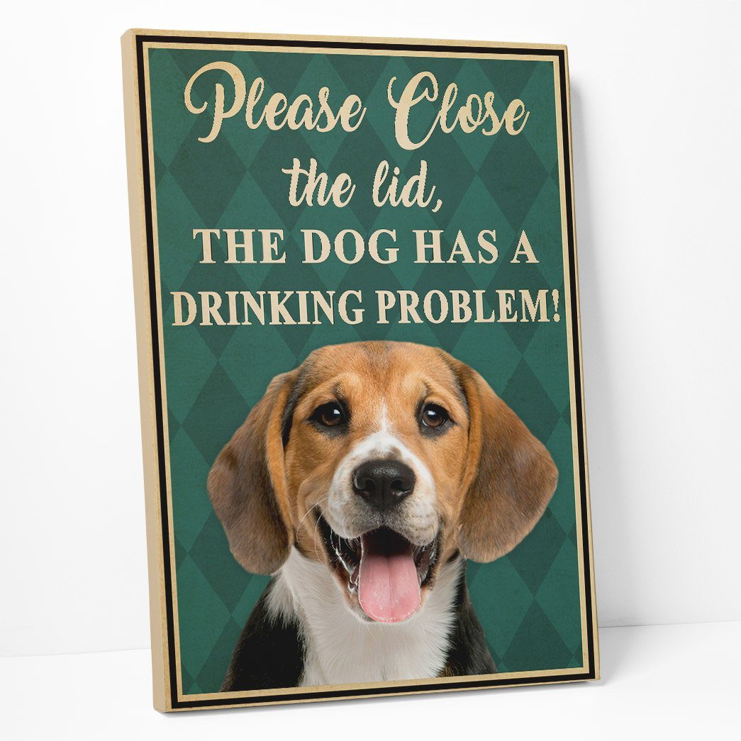 Gearhumans 3D Beagle Dog Please Close The Lid Custom Canvas GW050510 Canvas 