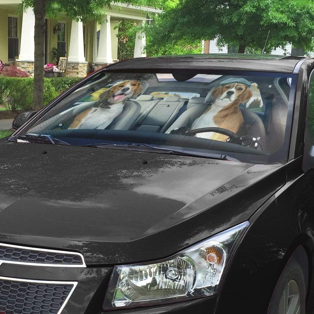 gearhumans 3D Beagle Dogs Custom Car Auto Sunshade GW19064 Auto Sunshade 