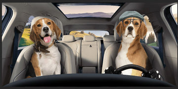 Gearhumans 3D Beagle Dogs Custom Car Auto Sunshade