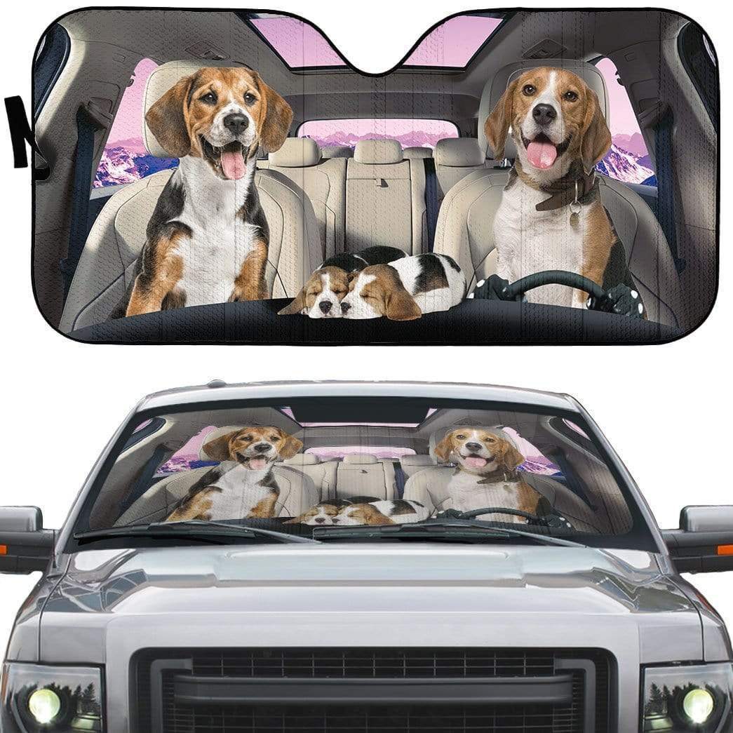 gearhumans 3D Beagle Family Custom Car Auto Sunshade GL23072 Auto Sunshade 