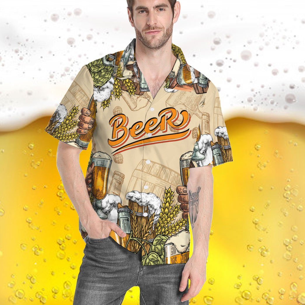 Gearhumans 3D Beer Custom Hawaii Shirt GS06072117 Hawai Shirt 