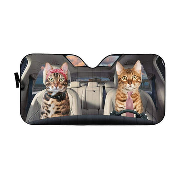 Gearhumans 3D Bengal Cat Custom Car Auto Sunshade