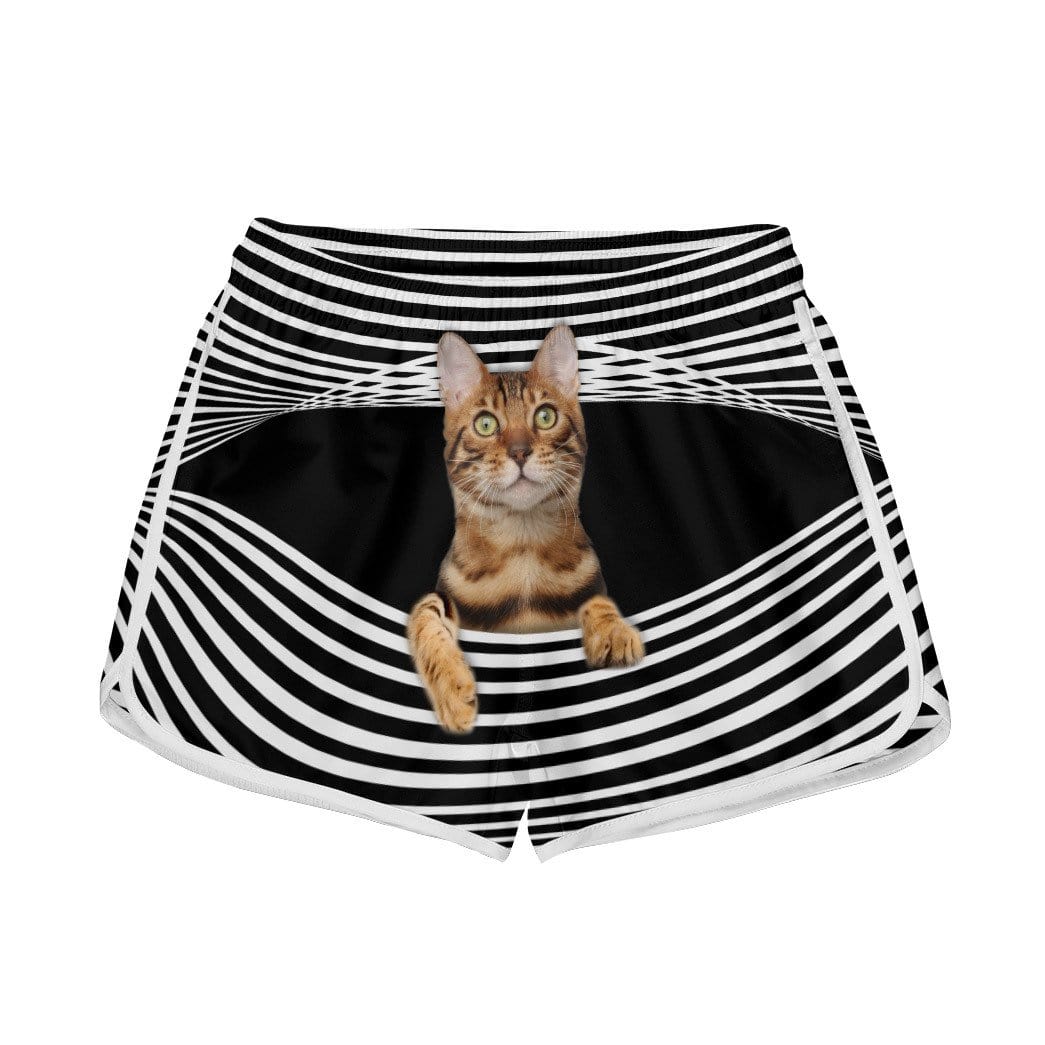 Gearhumans 3D Bengal Cat Stripes Custom Women Beach Shorts Swim Trunk GV300714 Women Shorts Women Shorts XS