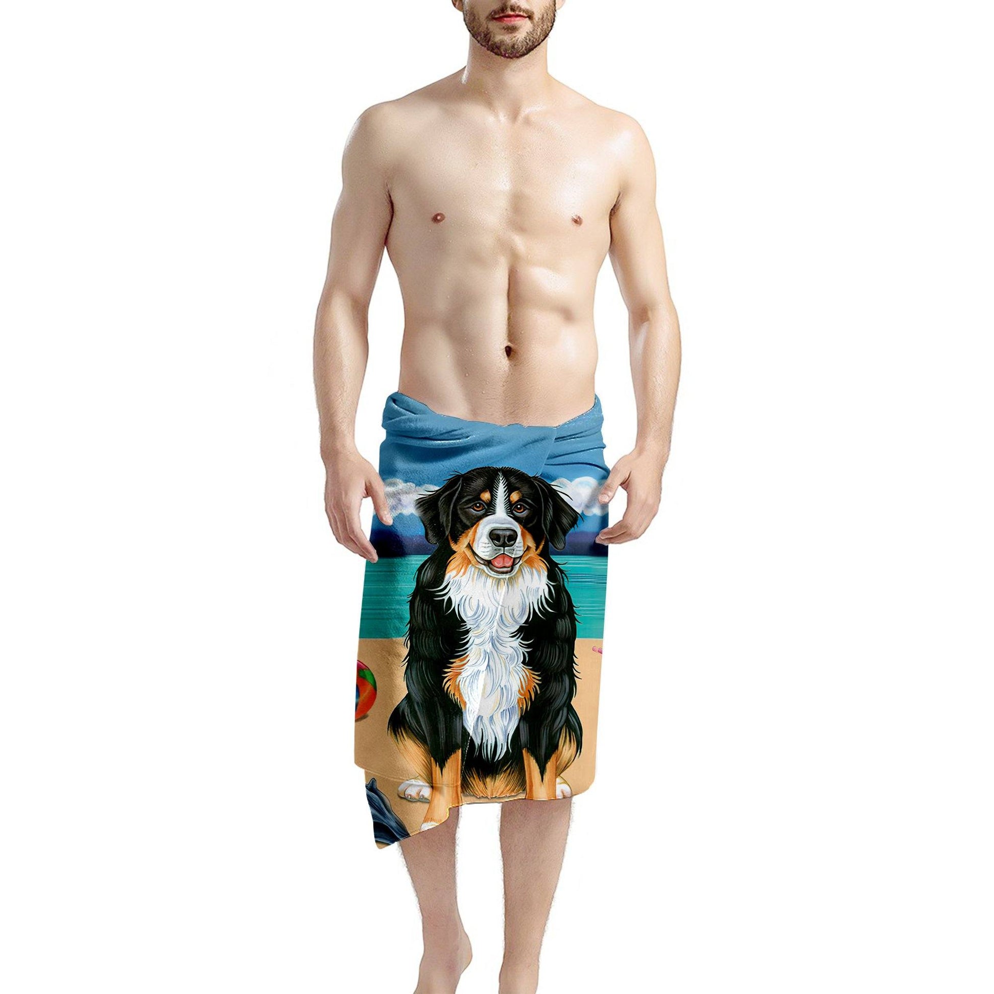 Gearhumans 3D Bernese Mountain Dog Custom Beach Towel GW1105213 Towel 