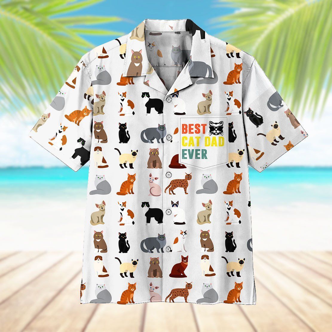 Gearhumans 3D Best Cat Dad Ever Hawaii Shirt